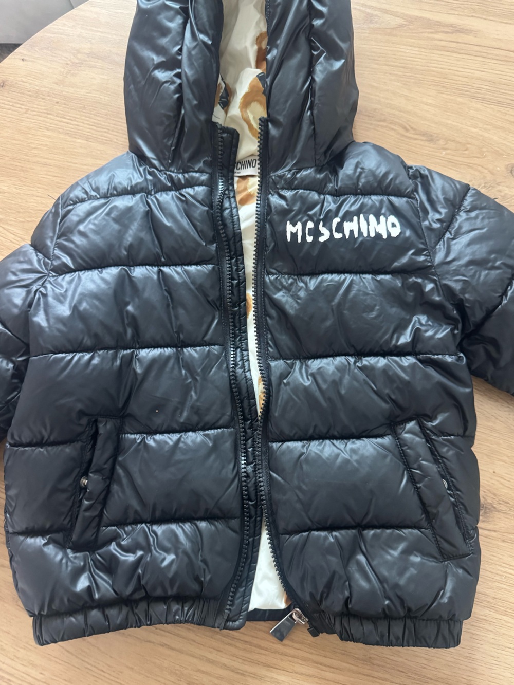 Moschino Kids Black Quilted Puffer Jacket with Logo